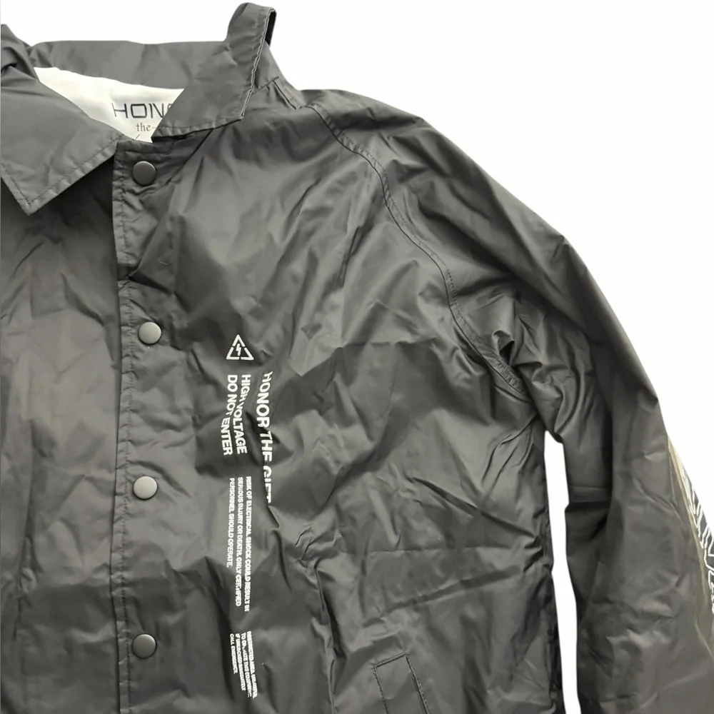 Honor The Gift Black Coach Jacket Graphic‎ Print Nylon Windbreaker Medium